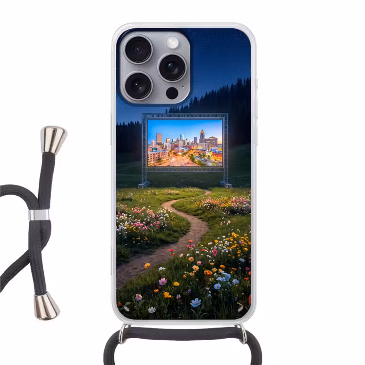 Telefoonhoesje met koord - Scherm - Stad - Natuur — 1