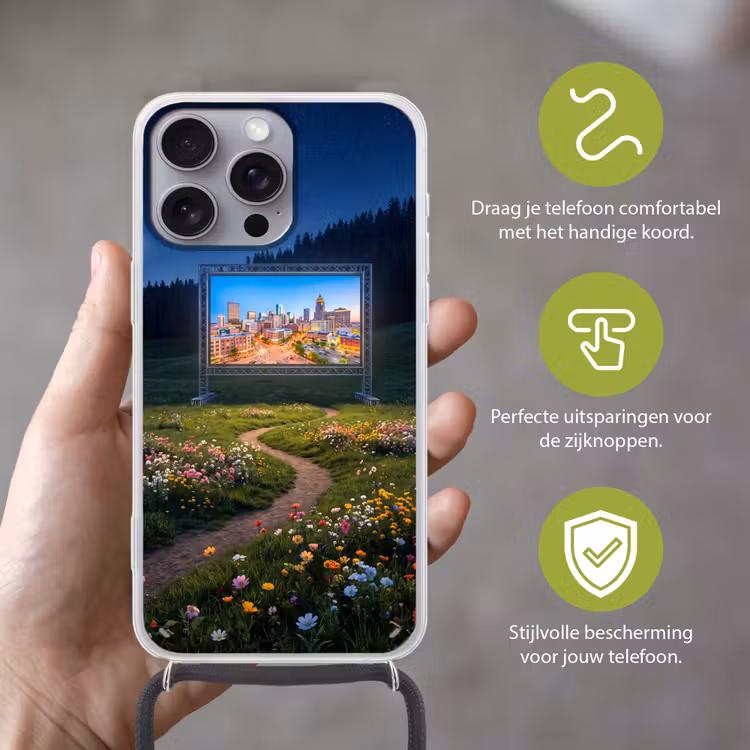 Telefoonhoesje met koord - Scherm - Stad - Natuur — 4
