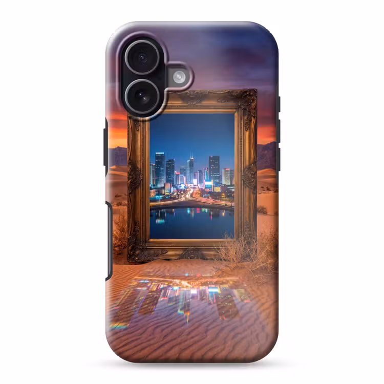 Telefoonhoesje Toughcase - Kader - Stadsgezicht - Woestijn — 1