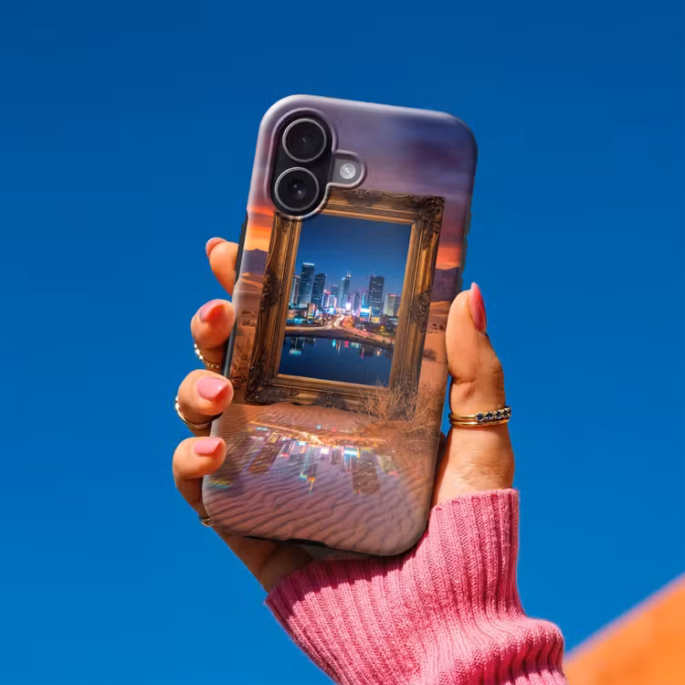 Telefoonhoesje Toughcase - Kader - Stadsgezicht - Woestijn — 2