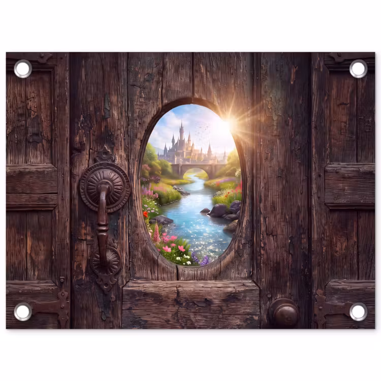 Tuinposter - Kasteel - Rivier - Natuur — 1