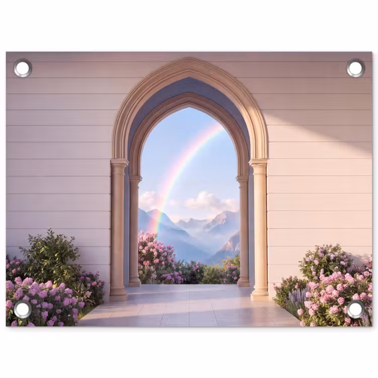 Tuinposter - Boog - Bergen - Regenboog — 1