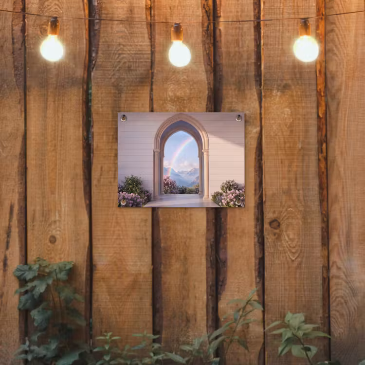 Tuinposter - Boog - Bergen - Regenboog — 2