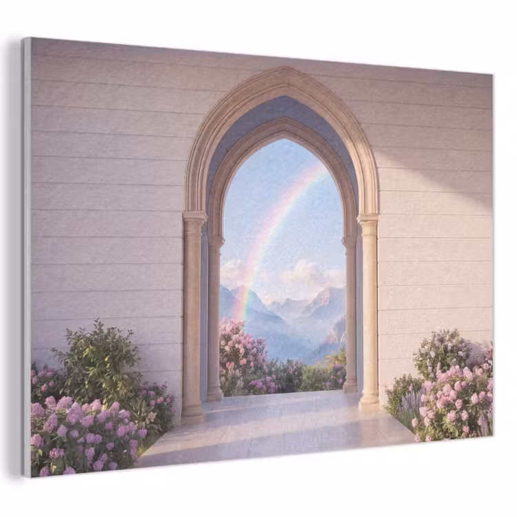 Akoestisch schilderij - Boog - Bergen - Regenboog — 1