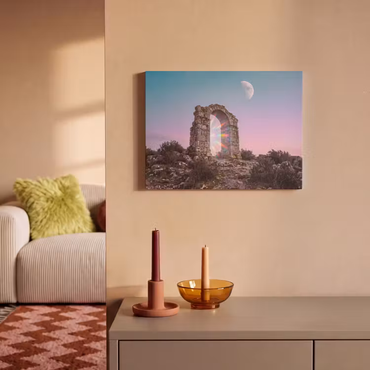 Akoestisch schilderij - Boog - Regenboog - Maan — 2