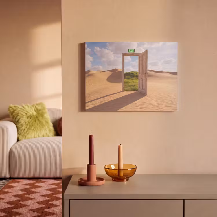 Akoestisch schilderij - Deur - Woestijn - Gras — 2
