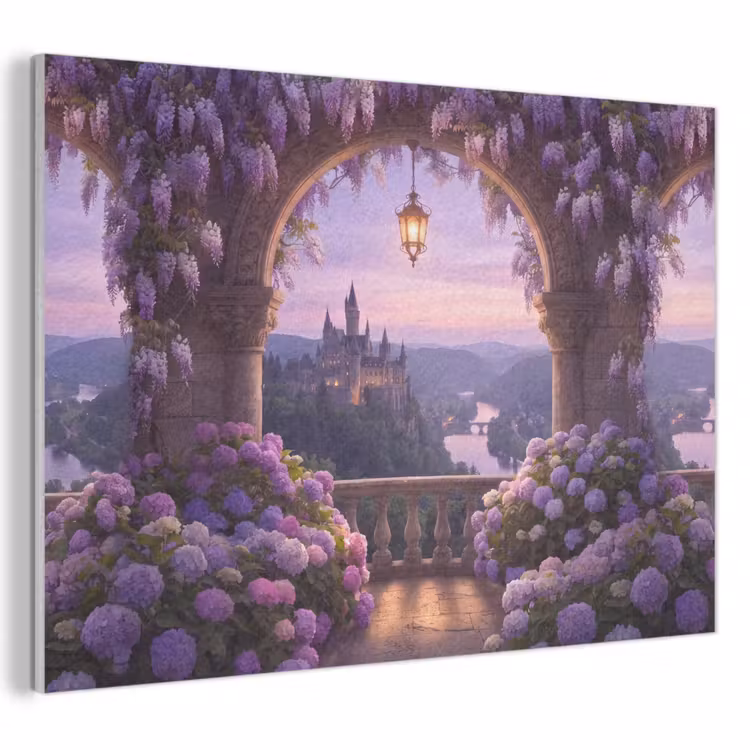 Akoestisch schilderij - Kasteel - Rivier - Avond — 1