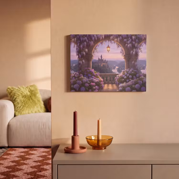 Akoestisch schilderij - Kasteel - Rivier - Avond — 2