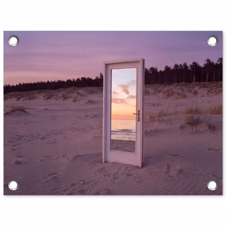 Tuinposter - Spiegel - Zee - Zonsondergang — 1