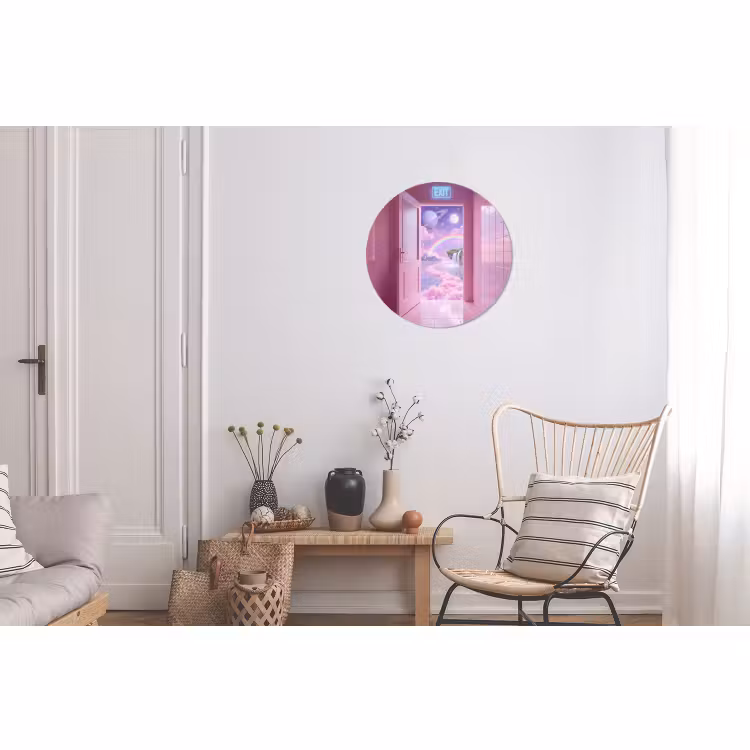 Muurcirkel aluminium - Roze deur - Fantasie — 2