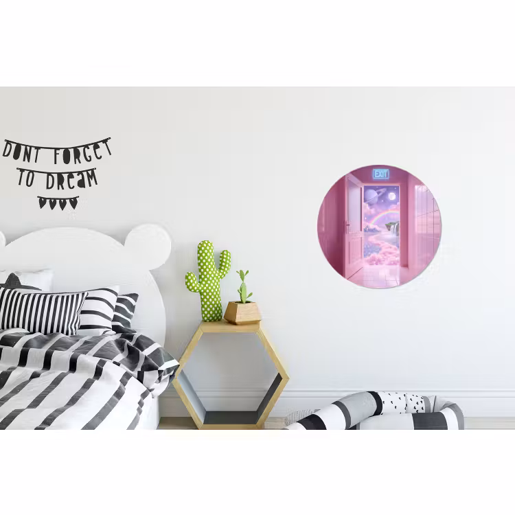Muurcirkel aluminium - Roze deur - Fantasie — 5