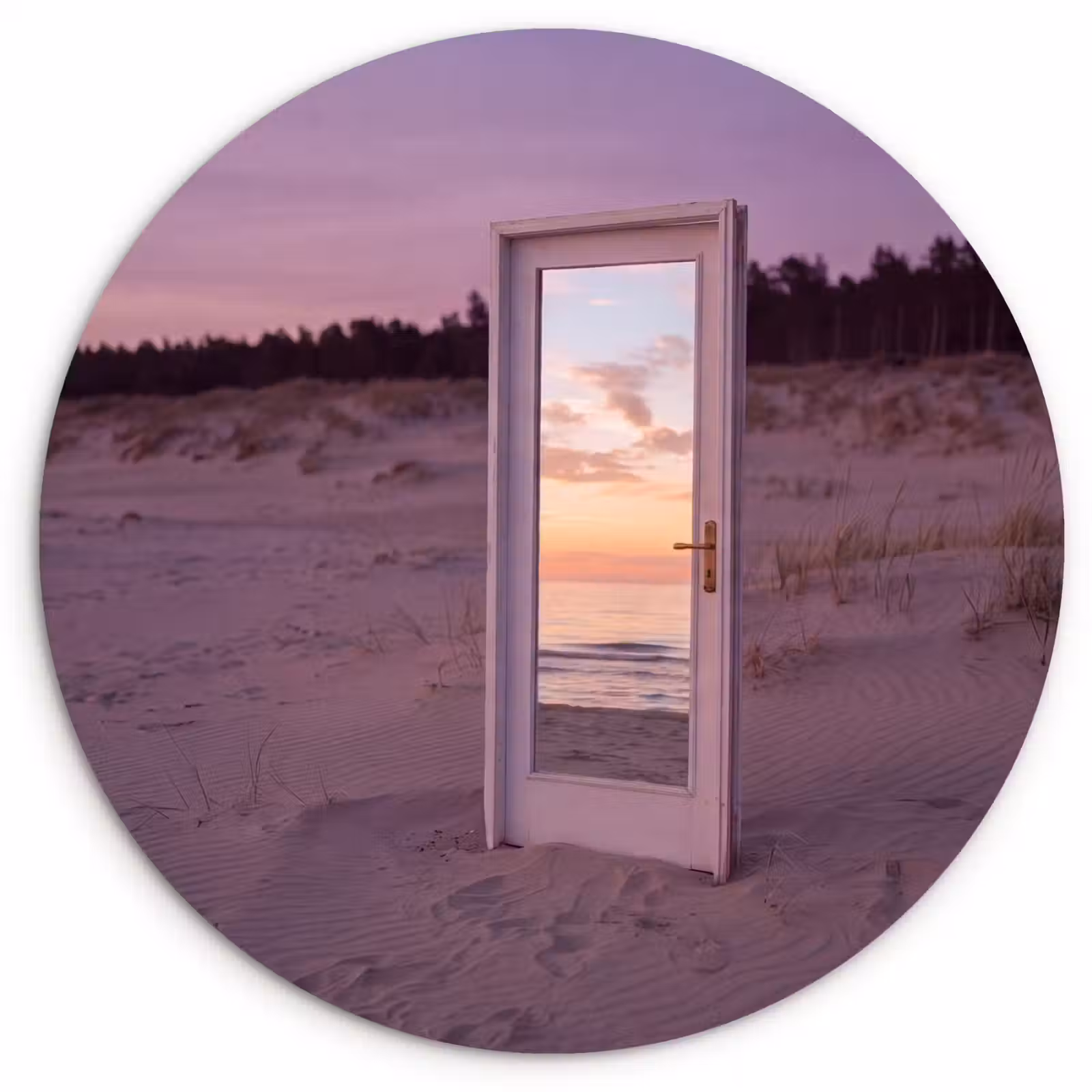 Muurcirkel glas - Spiegel - Zee - Zonsondergang — 1