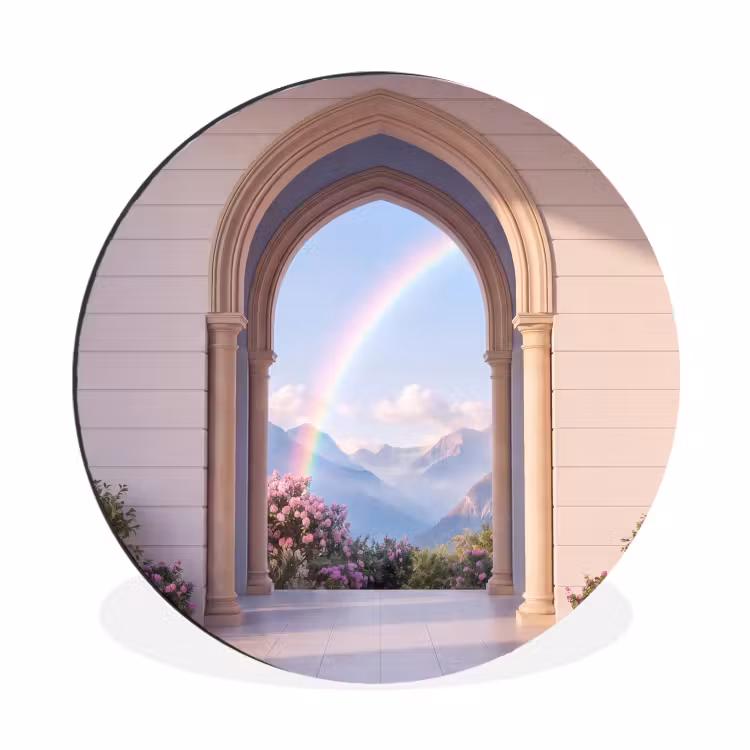 Muurcirkel aluminium - Boog - Bergen - Regenboog — 1