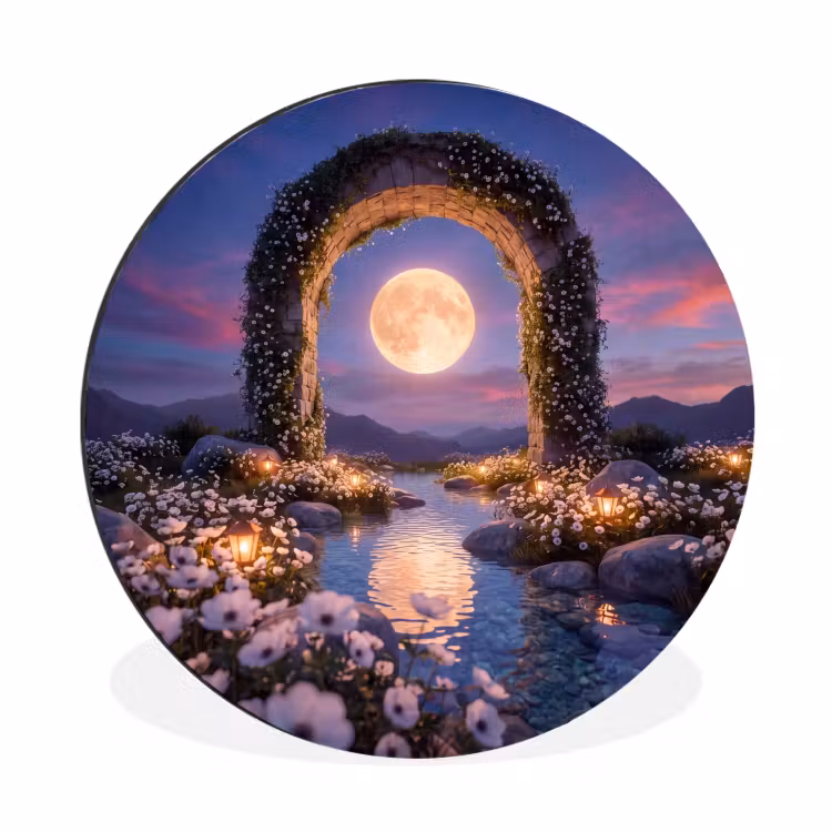 Muurcirkel aluminium - Boog - Maan - Nacht — 1