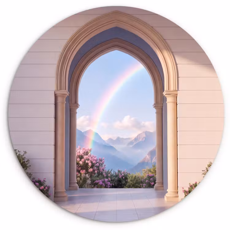 Muurcirkel glas - Boog - Bergen - Regenboog — 1
