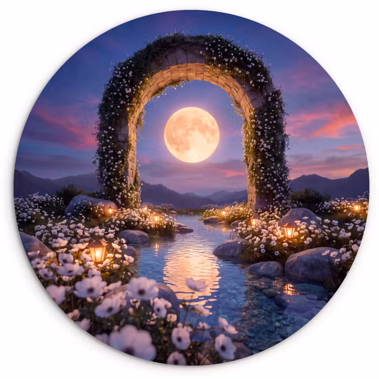 Muurcirkel glas - Boog - Maan - Nacht — 1