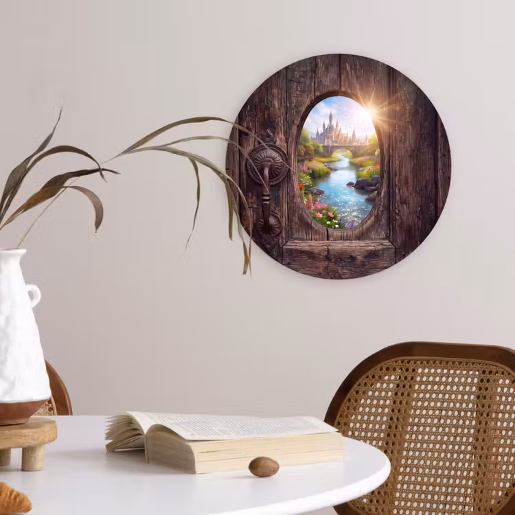 Muurcirkel glas - Kasteel - Rivier - Natuur — 4