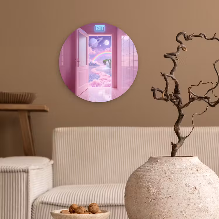Muurcirkel glas - Roze deur - Fantasie — 2