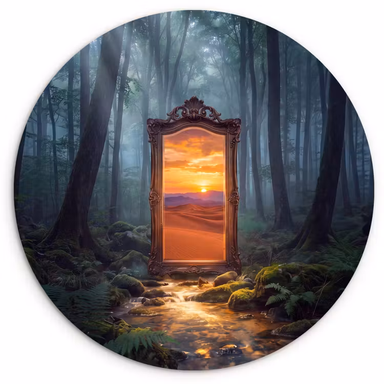 Muurcirkel glas - Spiegel - Bos - Natuur — 1