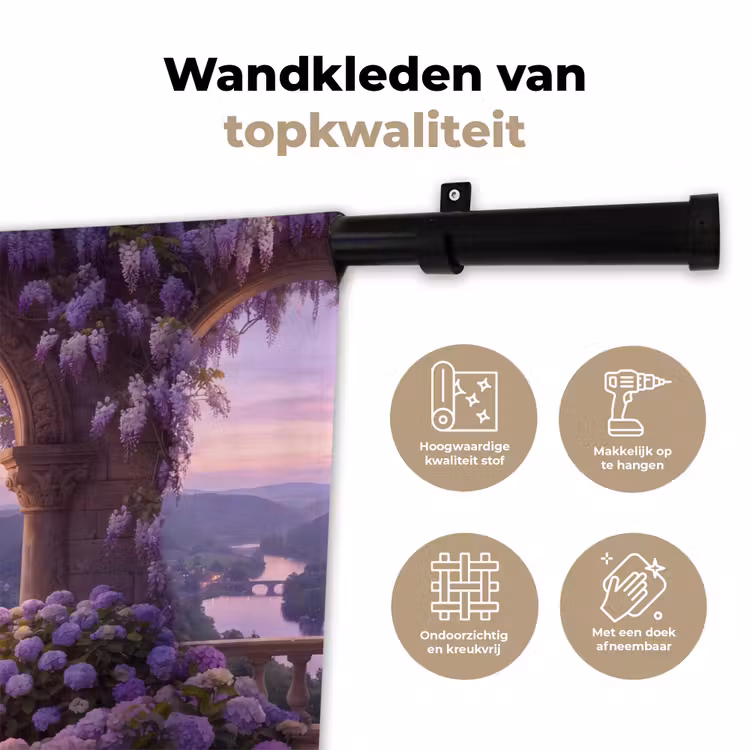 Wandkleed - Kasteel - Rivier - Avond — 3