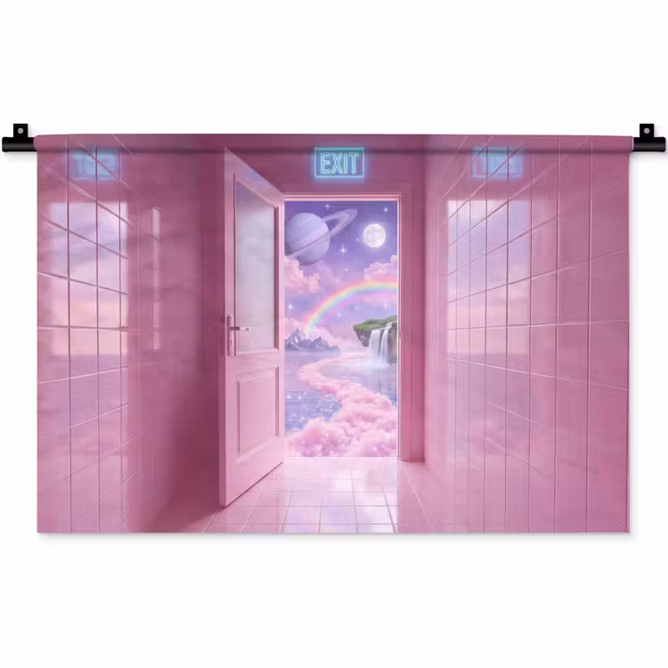 Wandkleed - Roze deur - Fantasie — 1