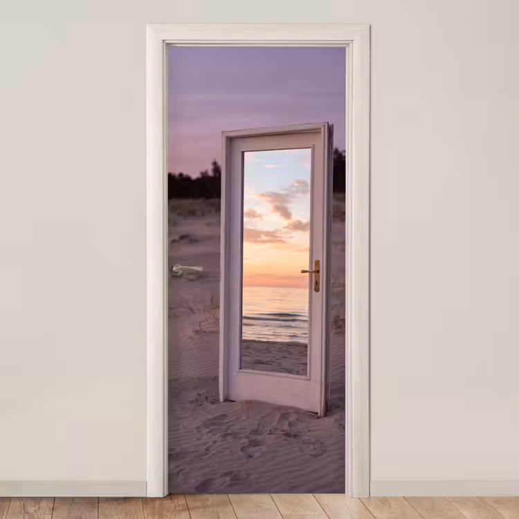 Deursticker - Spiegel - Zee - Zonsondergang — 1