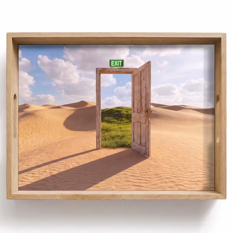 Dienblad - Deur - Woestijn - Gras — 1