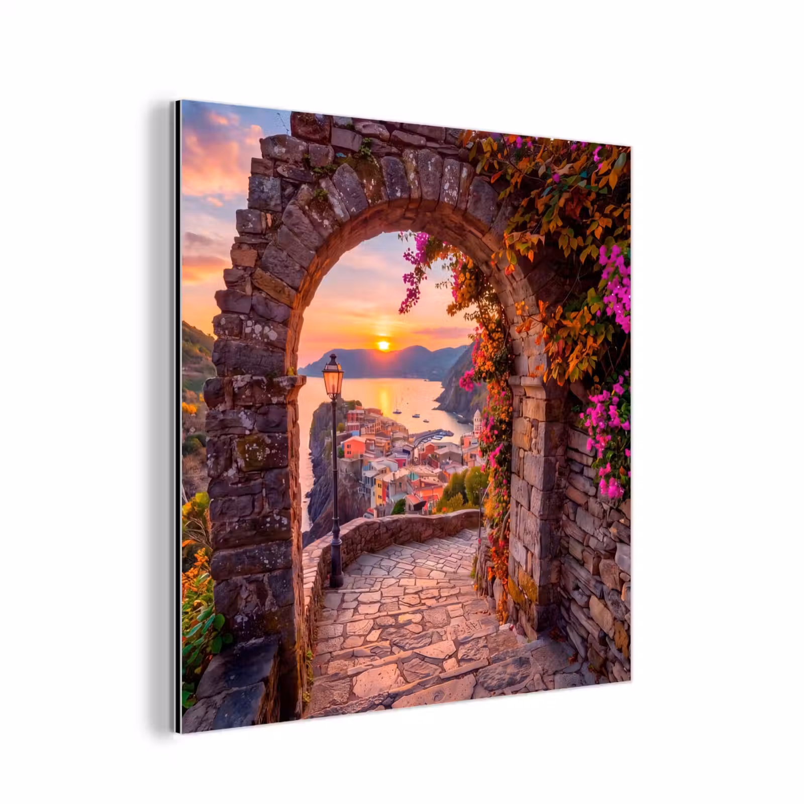 Aluminium schilderij - Boog - Kust - Zonsondergang — 1
