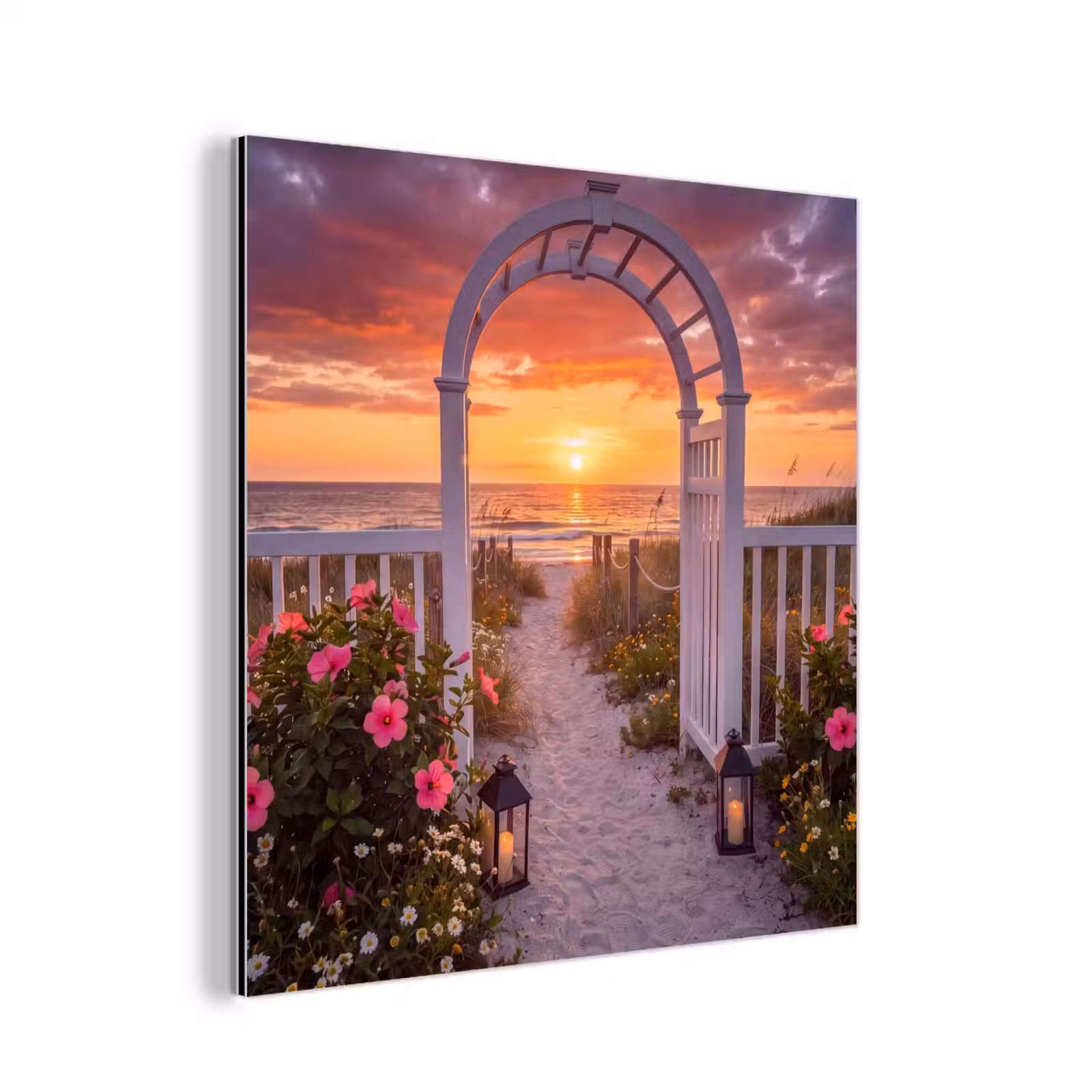 Aluminium schilderij - Zee - Pad - Bloemen — 1