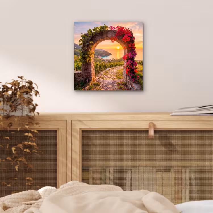 Aluminium schilderij - Boog - Zonsondergang - Kust — 4