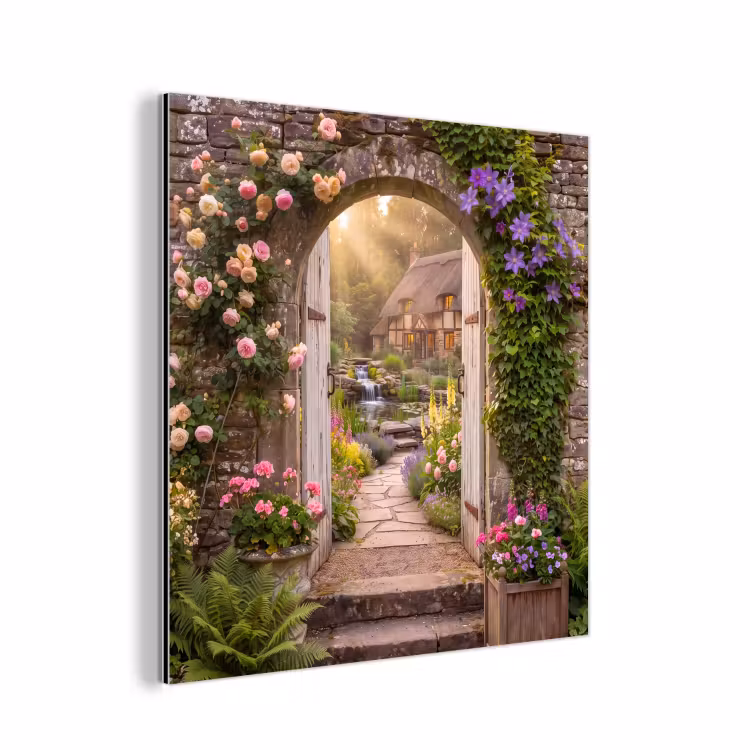 Aluminium schilderij - Huis - Tuin - Natuur — 1
