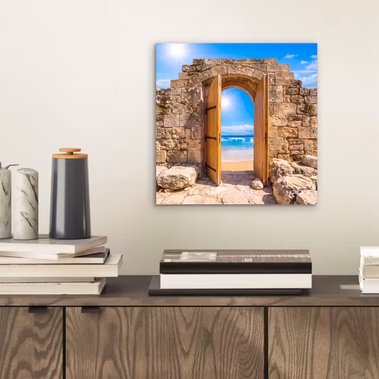 Aluminium schilderij - Deur - Strand - Zee — 2