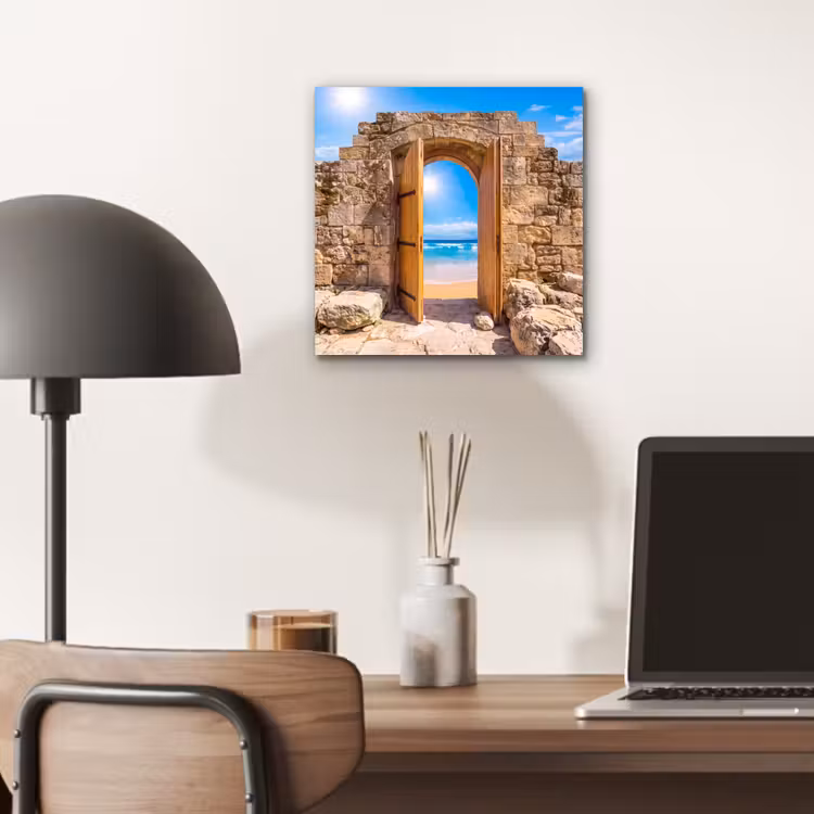 Aluminium schilderij - Deur - Strand - Zee — 6