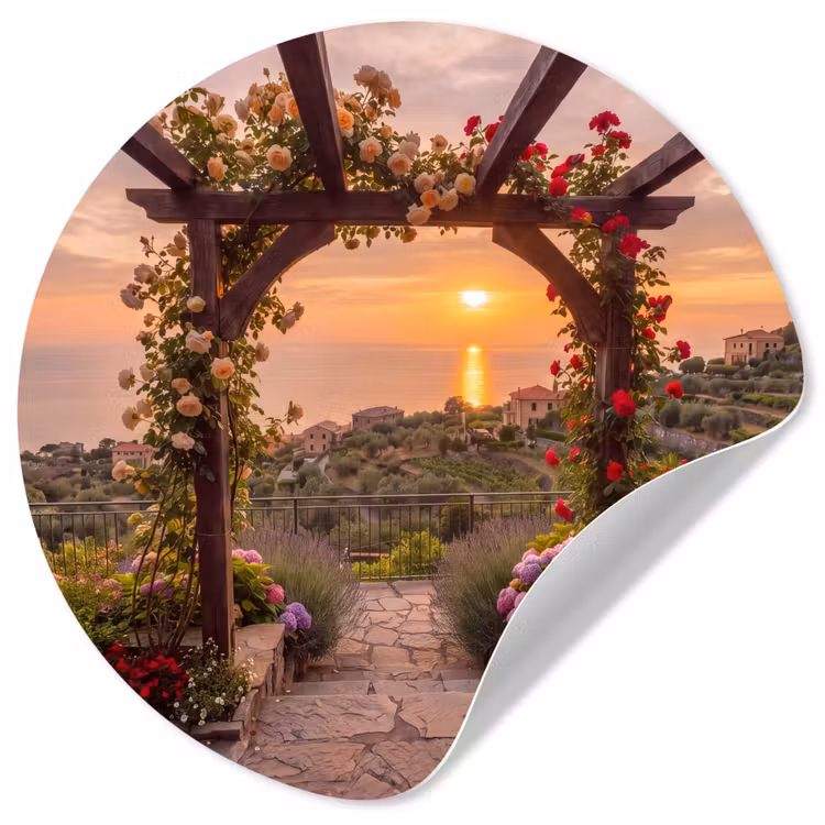 Behangcirkel - Pergola - Zee - Zonsondergang — 1