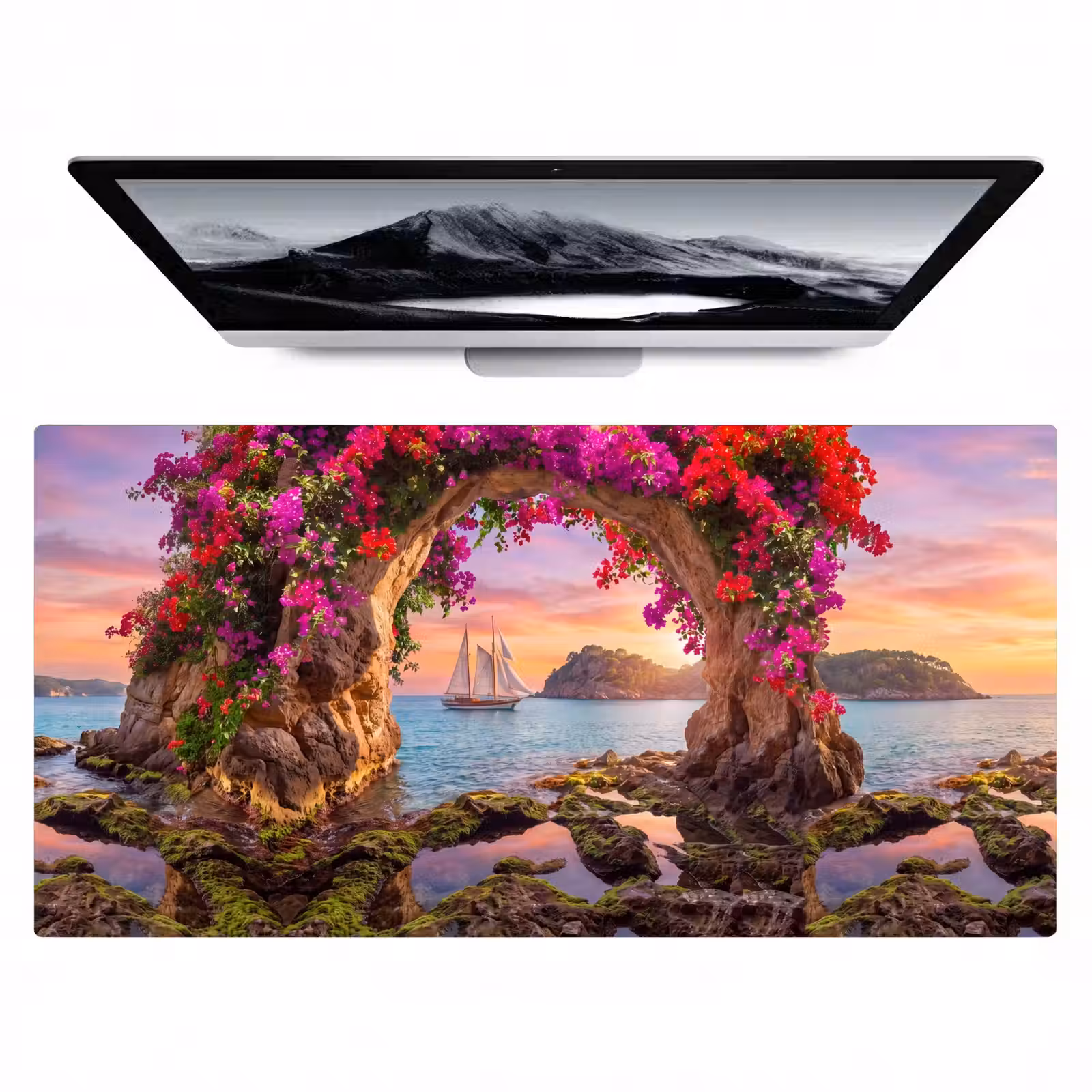 Bureau onderlegger - Zeilboot - Kust - Natuur — 1