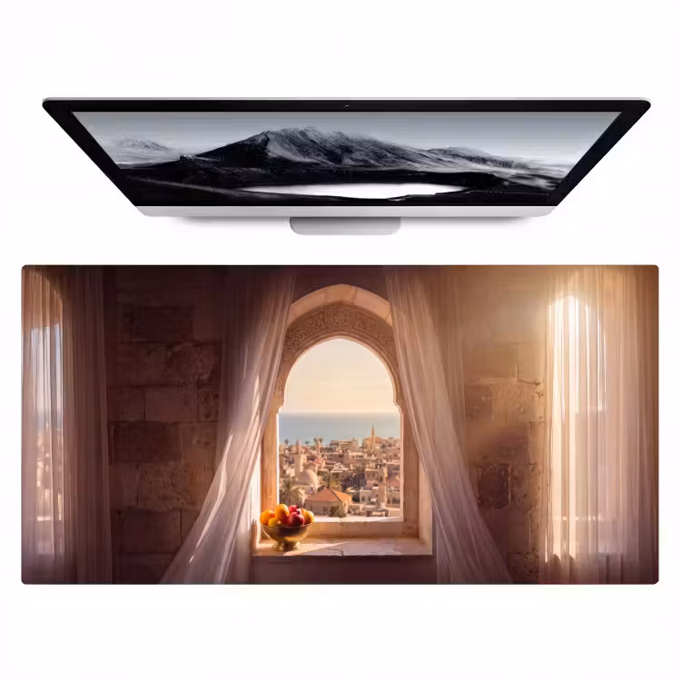 Bureau onderlegger - Raam - Stad - Zee — 1