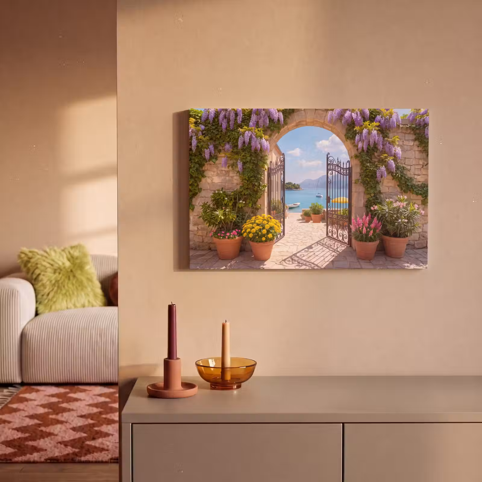 Canvas schilderij - Poort - Zee - Uitzicht — 1