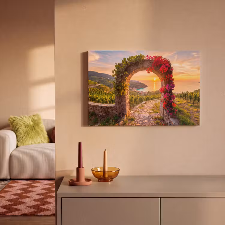 Canvas schilderij - Boog - Zonsondergang - Kust — 1