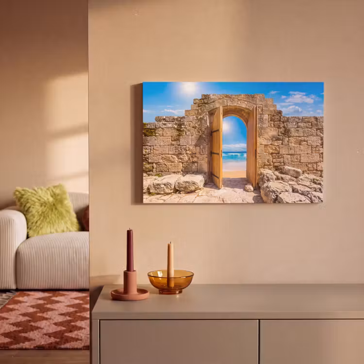 Canvas schilderij - Deur - Strand - Zee — 1
