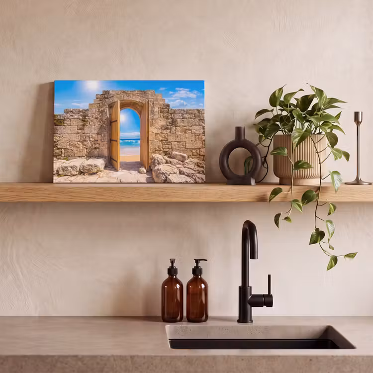 Canvas schilderij - Deur - Strand - Zee — 2
