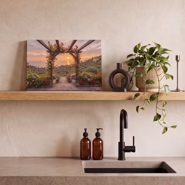 Canvas schilderij - Pergola - Zee - Zonsondergang — 2