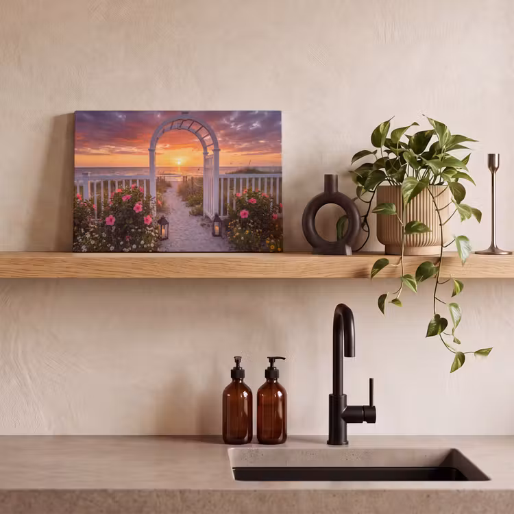 Canvas schilderij - Zee - Pad - Bloemen — 2