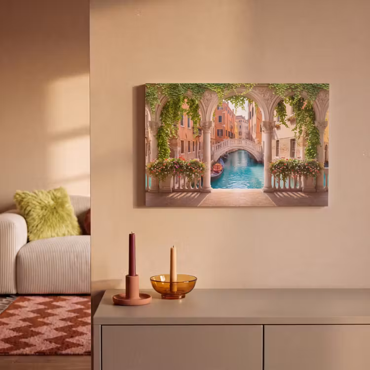 Canvas schilderij - Gracht - Stad - Architectuur — 1