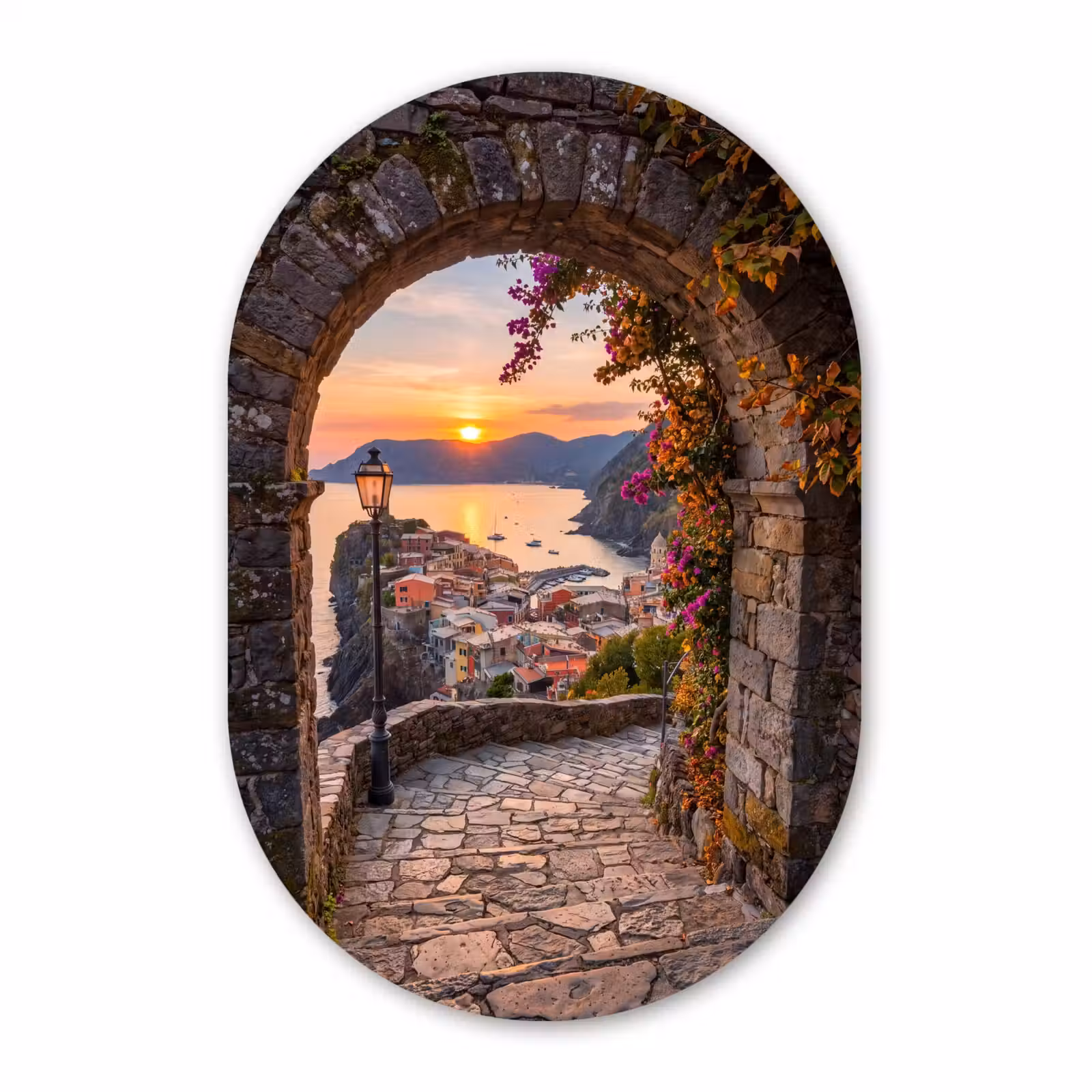 Muurovaal glas - Boog - Kust - Zonsondergang — 1
