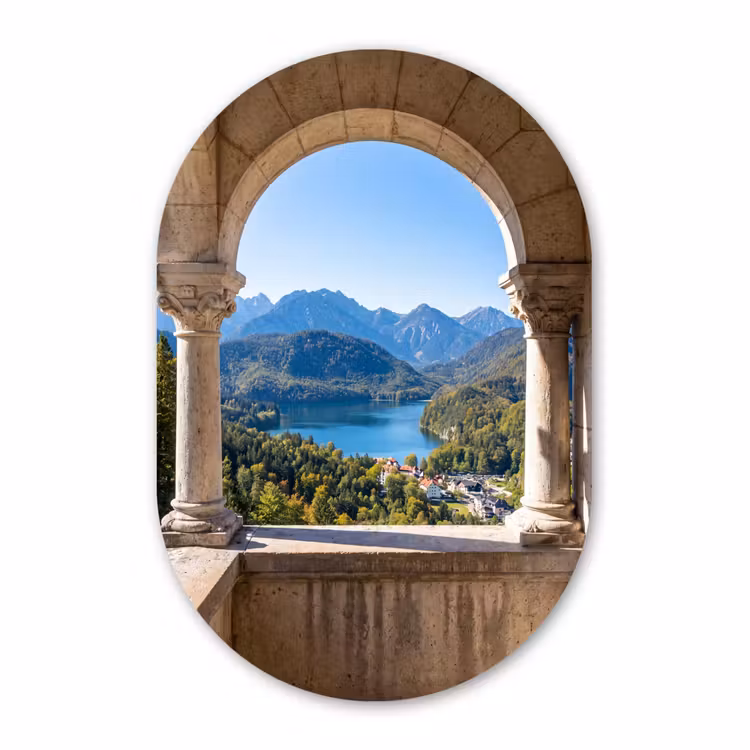 Muurovaal glas - Boog - Uitzicht - Landschap — 1