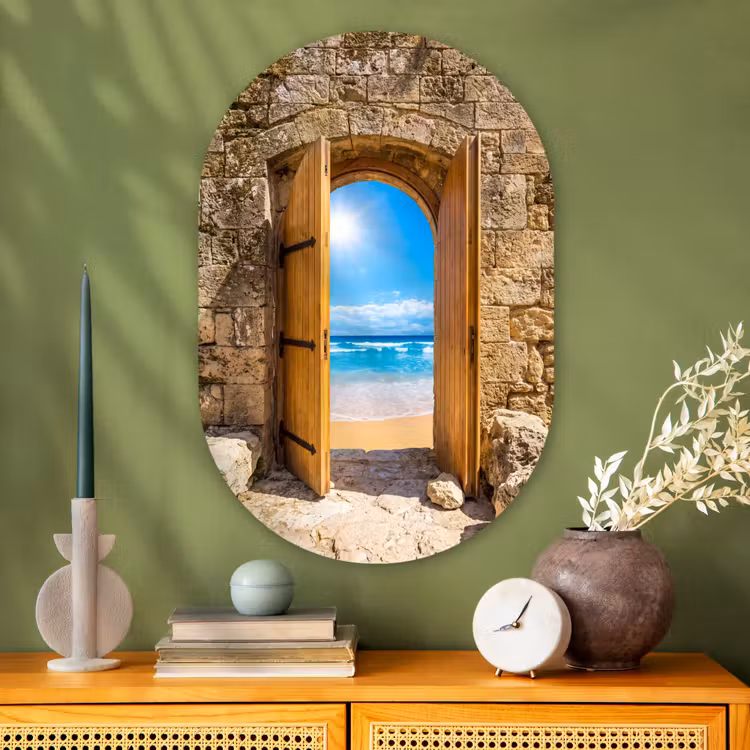 Muurovaal glas - Deur - Strand - Zee — 2