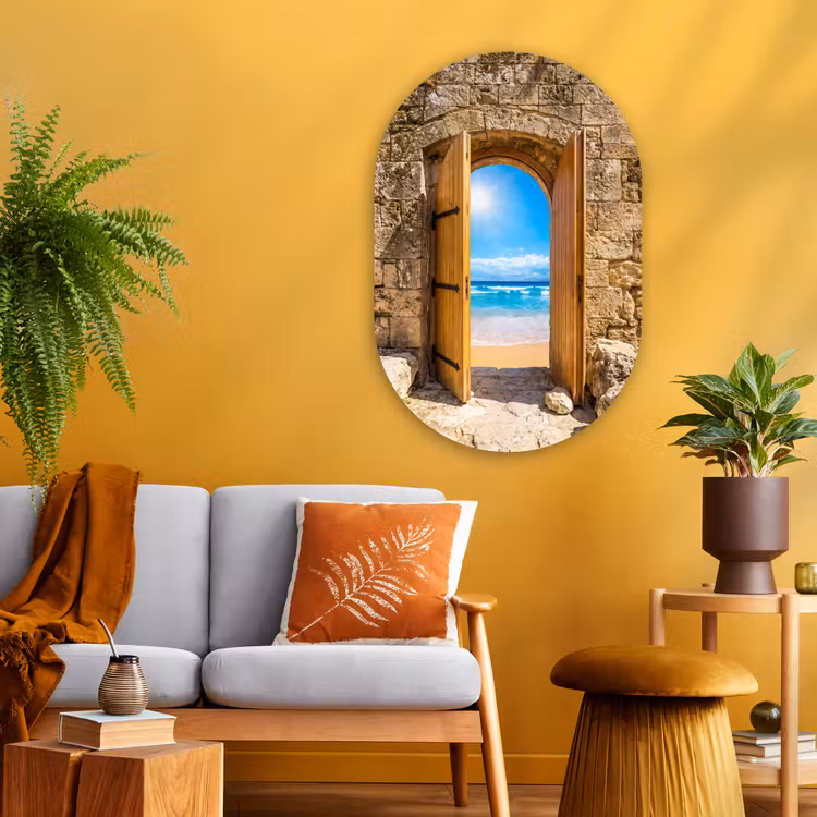 Muurovaal glas - Deur - Strand - Zee — 3