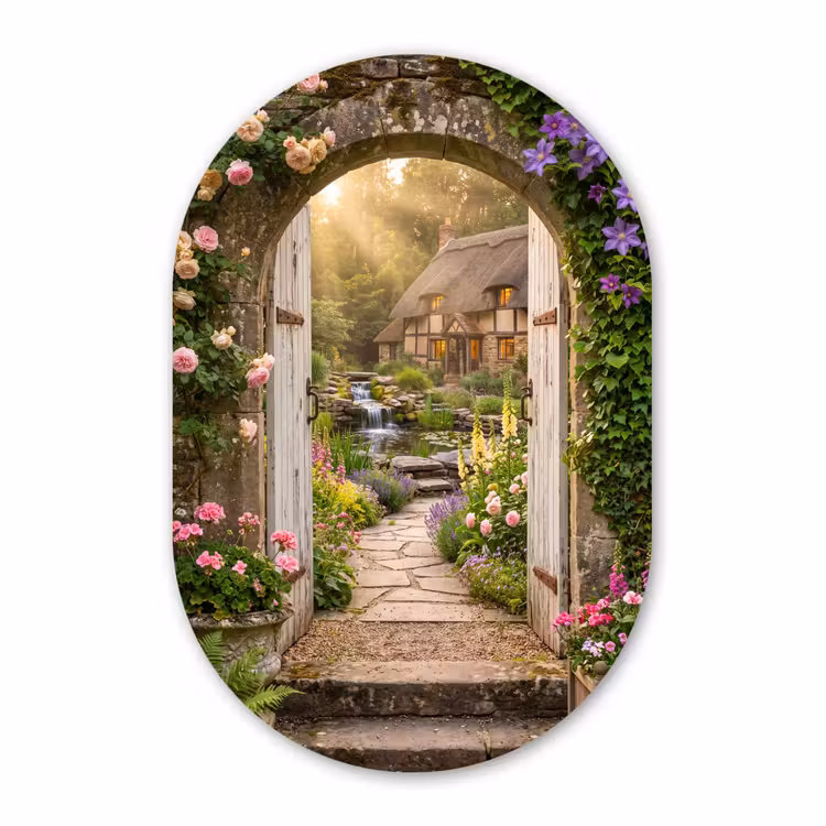 Muurovaal glas - Huis - Tuin - Natuur — 1