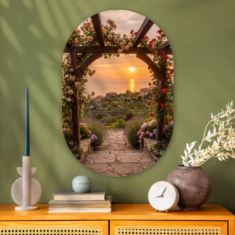 Muurovaal glas - Pergola - Zee - Zonsondergang — 2