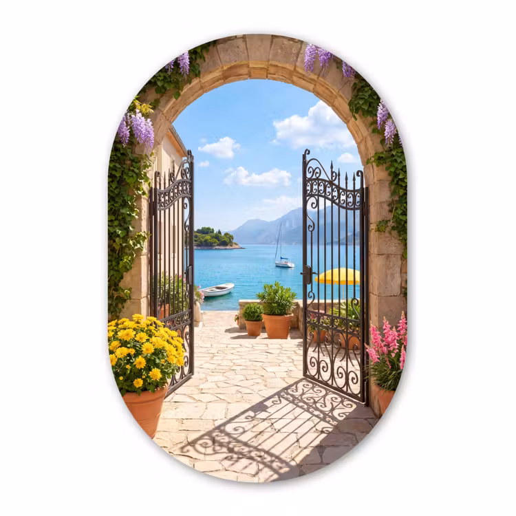 Muurovaal glas - Poort - Zee - Uitzicht — 1